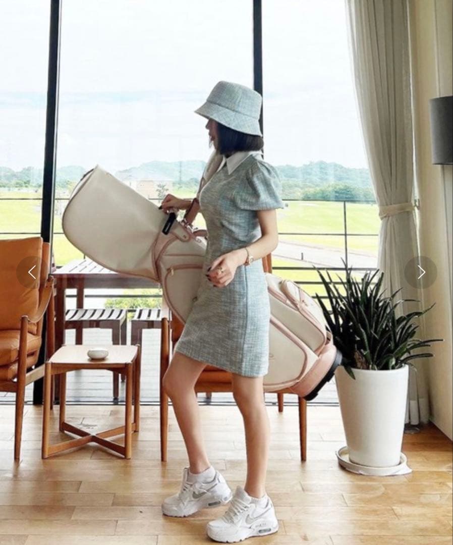 エイミーゴルフ　eimy golf カットツイードワンピース　サイズS　グリーン