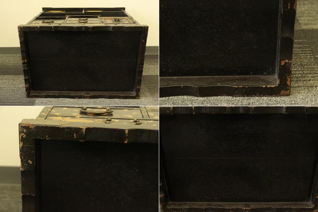 小夜 古美術 纏枝蓮花紋 吉祥蒔絵 棚 時代物 大名道具(AZ999)