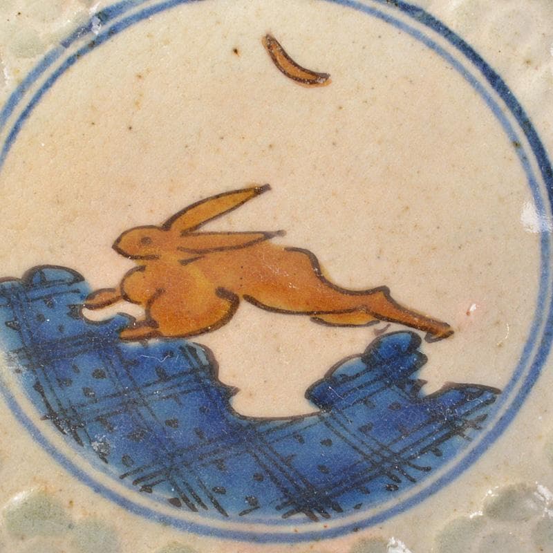 九谷焼　長谷川紀代造　色絵　うさぎ文　小皿　手塩皿　五客　共箱　M　6445