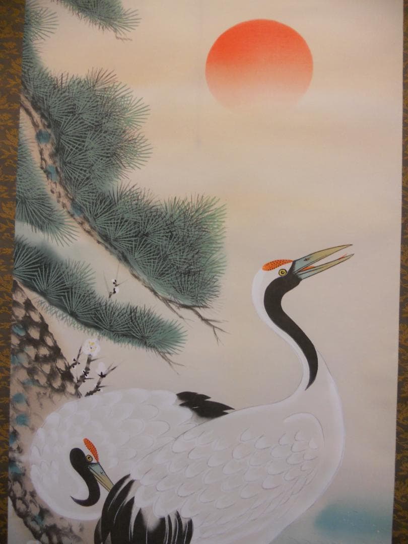 掛け軸 秋月 松竹梅鶴亀 絹本 希少 軸装 茶道具 掛軸 美品 です。