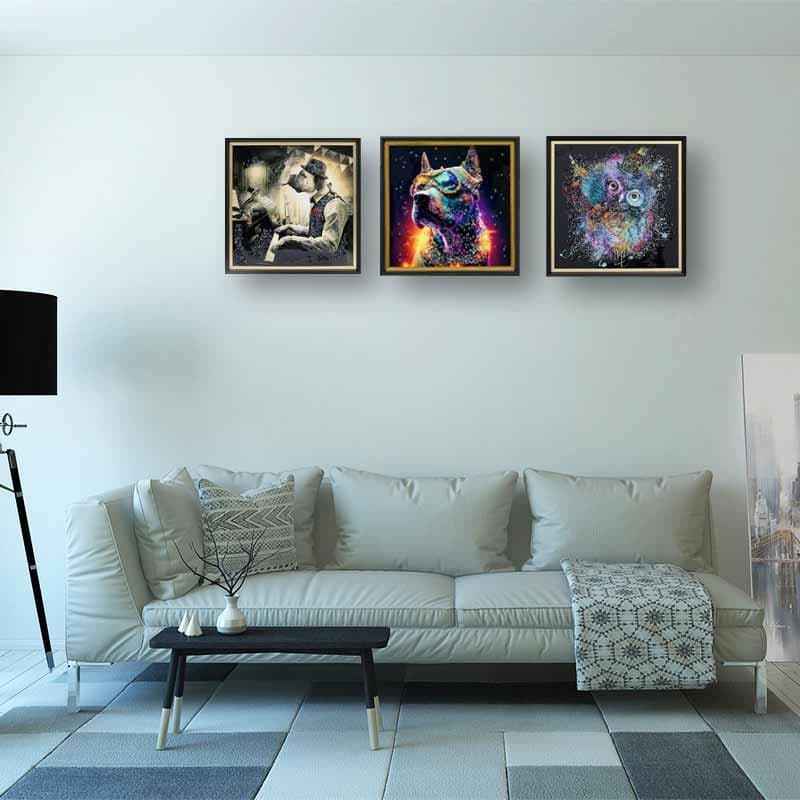 アートフレーム 犬 ピアニスト モーツァルト 絵画 クリスタルピクチャー