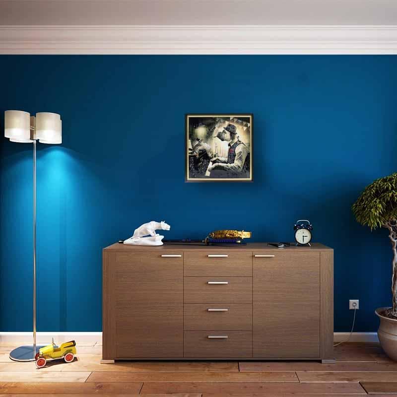 アートフレーム 犬 ピアニスト モーツァルト 絵画 クリスタルピクチャー