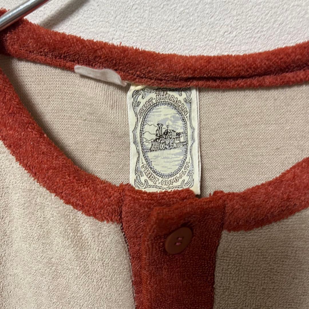 80s ヘンリーネック フットボールTシャツ風