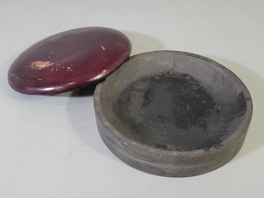 中国 古い 丸硯 文房具 DT651