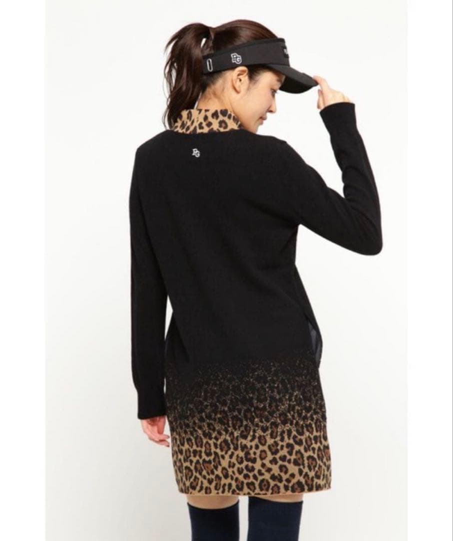 PEARLY GATESパーリーゲイツ ハイネックニットワンピース ヒョウ柄 0