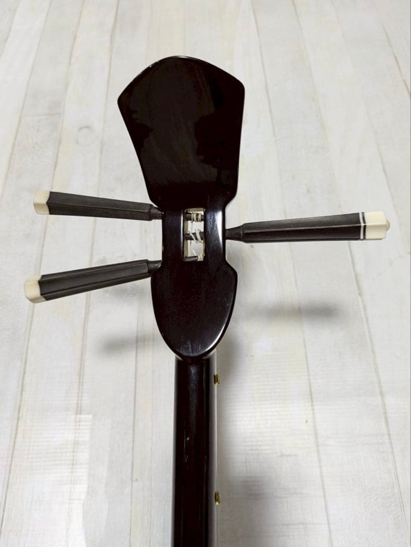 三線　胴 蛇皮（裏側破れ）【ケース付き】 訳あり