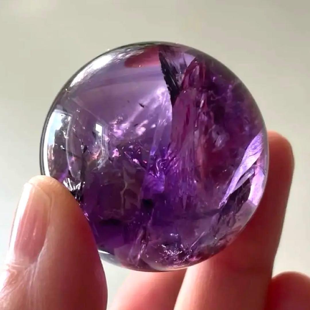 アメシスト　スフィア　高品質　3.7㎝　虹　ファントム　amethyst