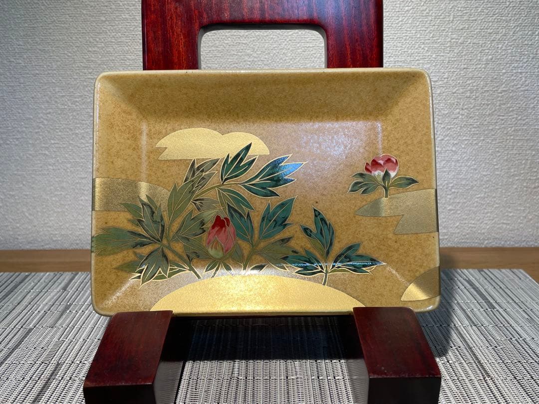 131桑野むつ子 御所の花十二ヶ月 【7月牡丹の花】抹茶椀・和陶皿 しおり付