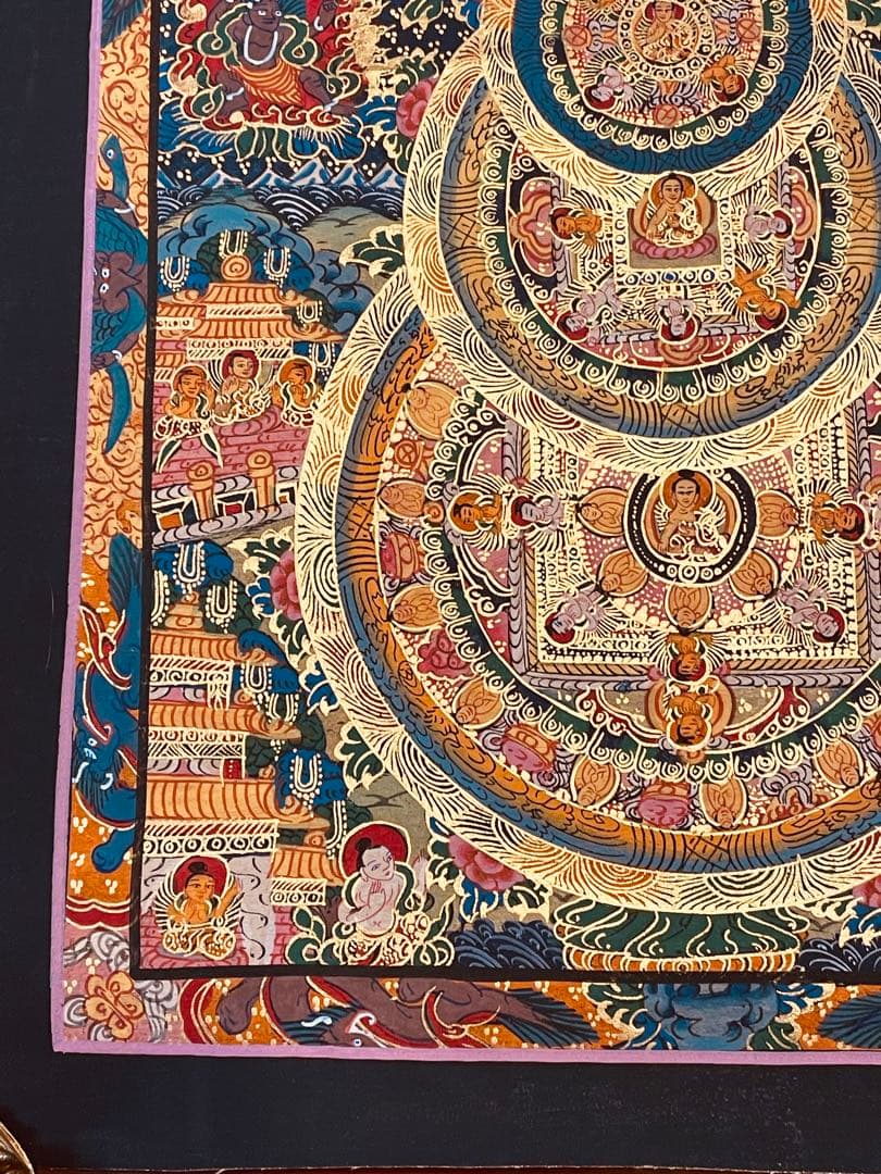 チベット密教 手描き曼荼羅（マンダラ）タンカ 新品・一点物 肉筆画 D4