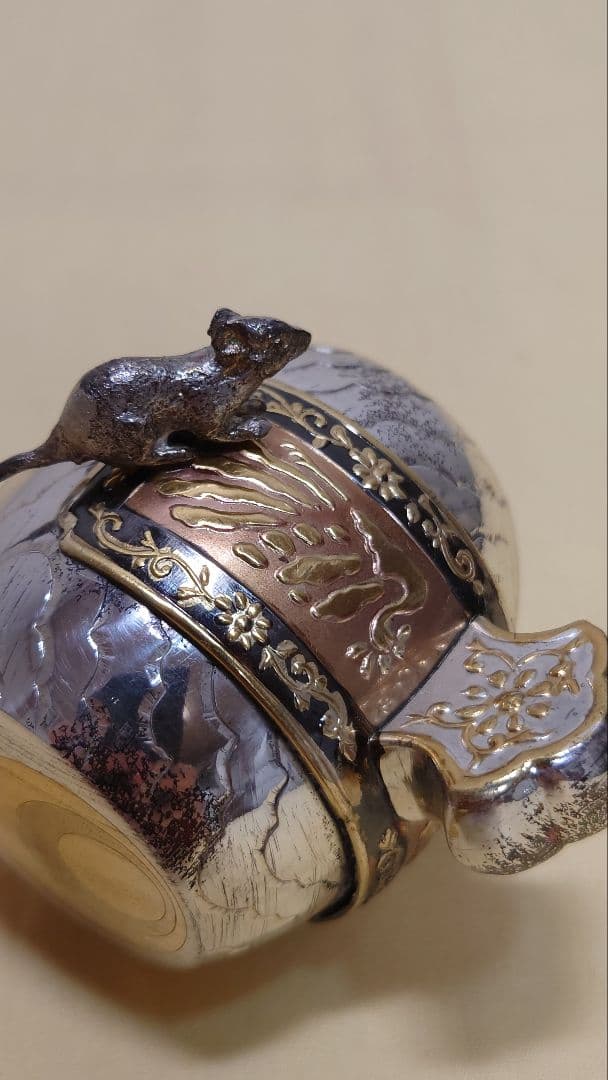 銀製　小槌　置物