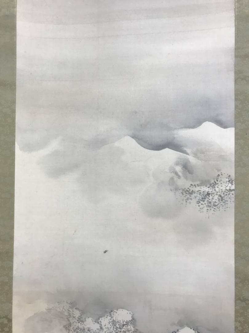 【真作】垣内雲隣/金閣寺雪景図/山水図/掛軸☆宝船☆AD-531