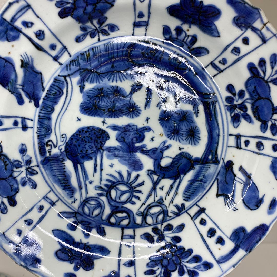 専用　中国明時代　古染付　七寸皿　7枚　チヒコ　東さ6-1201③