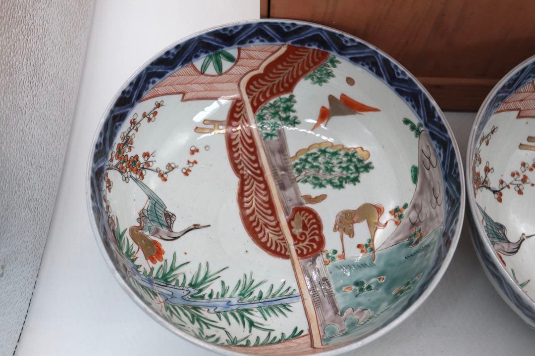 江戸　伊万里錦絵大鉢2点　共箱　送料込み250518