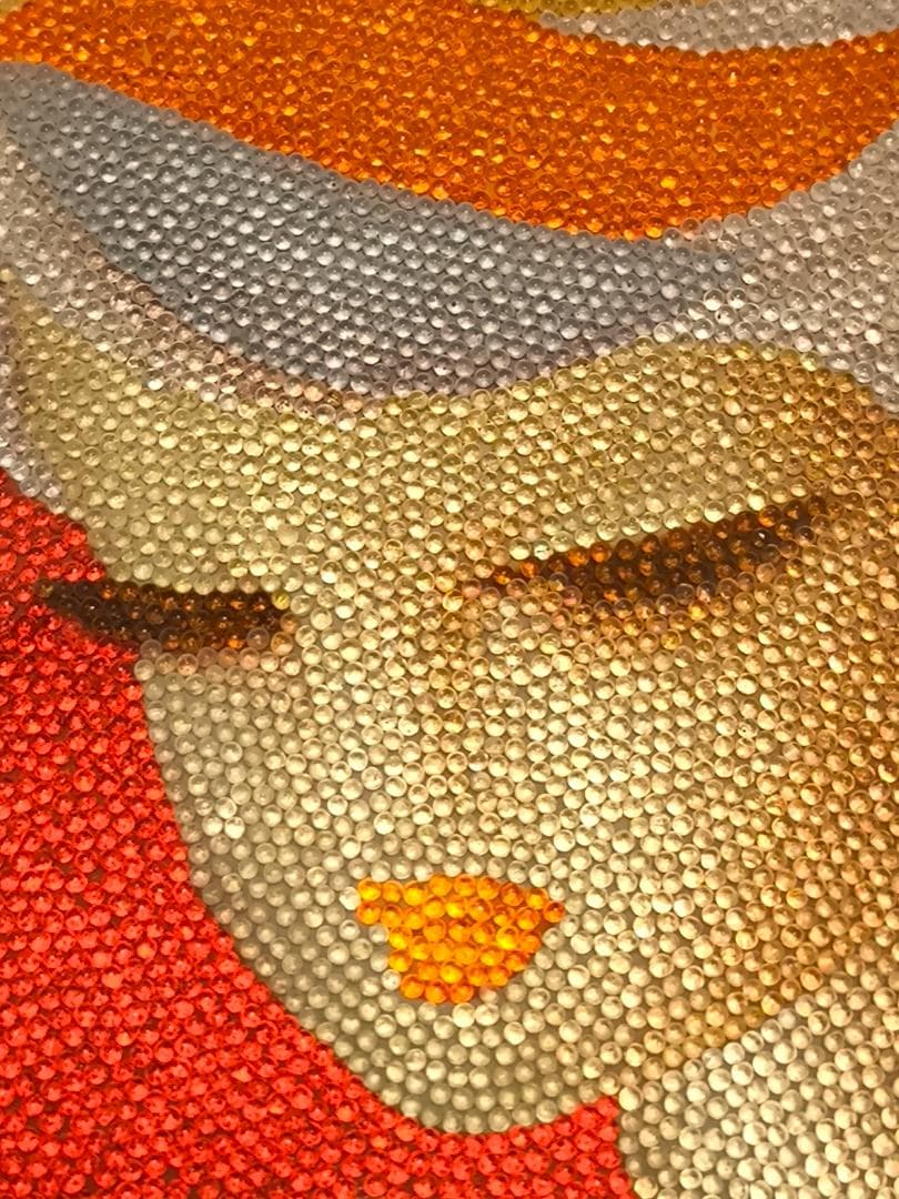 ビーズアート 東郷青児 現状品 額装 絵画 女性画 美人画 昭和レトロ