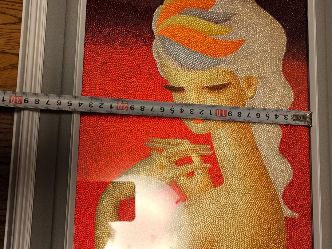 ビーズアート 東郷青児 現状品 額装 絵画 女性画 美人画 昭和レトロ