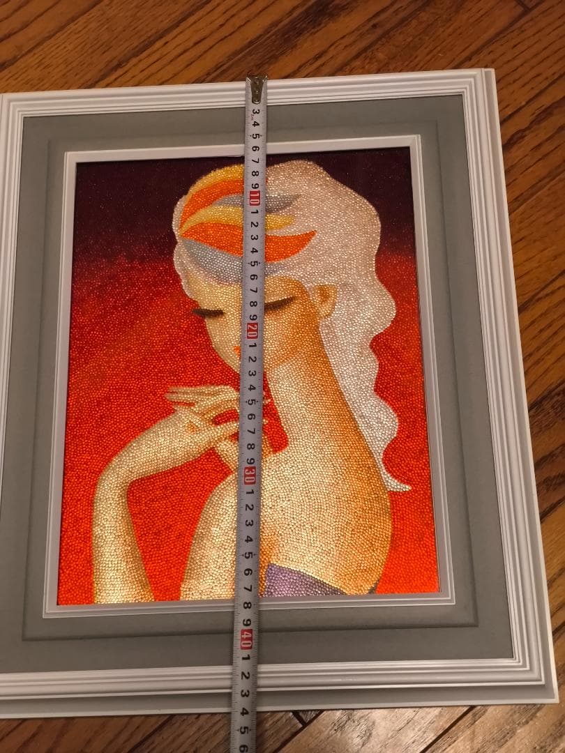 ビーズアート 東郷青児 現状品 額装 絵画 女性画 美人画 昭和レトロ