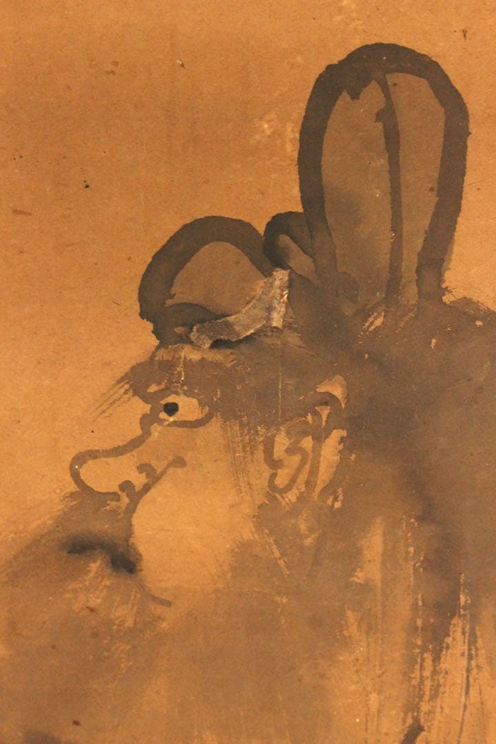 No5276掛軸　藤田呉江　水墨鍾馗画賛　紙本　南画家　日本画　古美術　送料無料