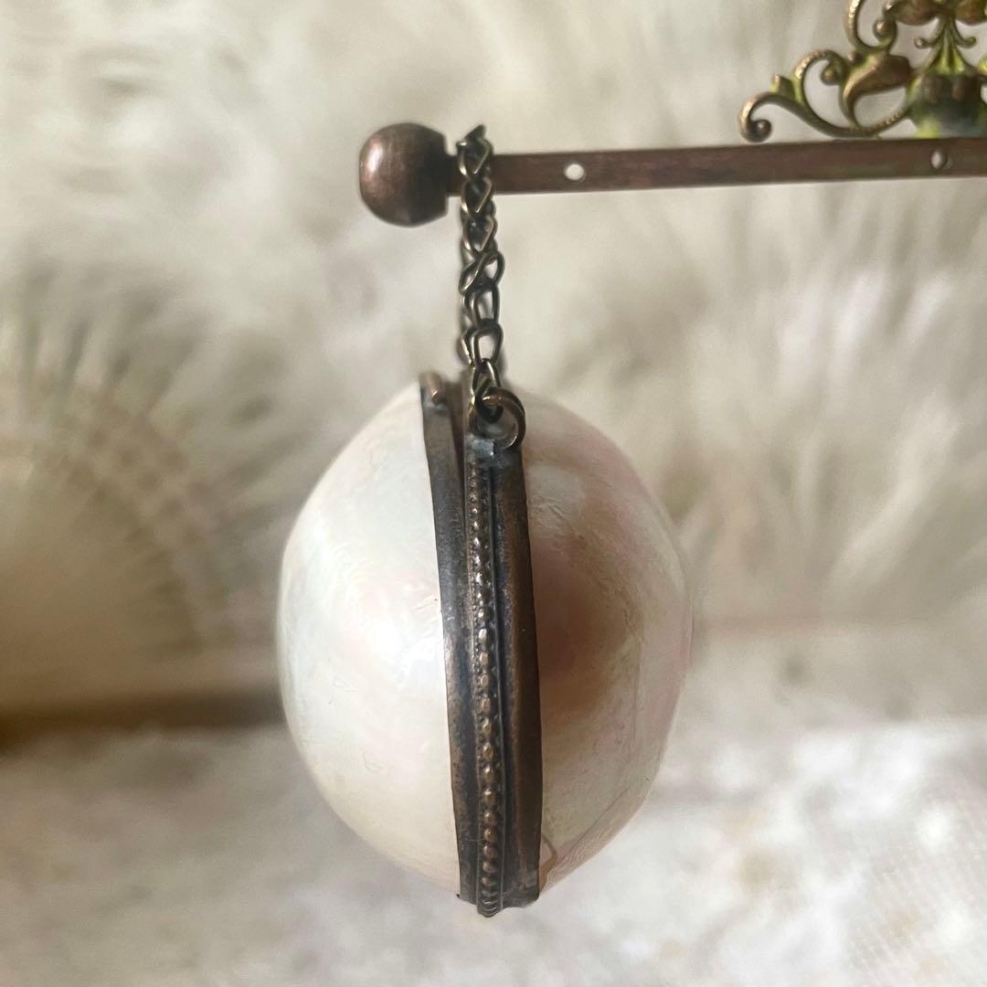 チェーン付きマザーオブパールロザリオケース大　フランスアンティーク　MOPドール