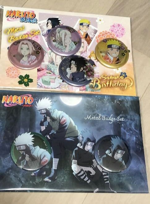 NARUTO メタルバッジ 4セット ナルト サスケ サクラ カカシ グッズ 縁