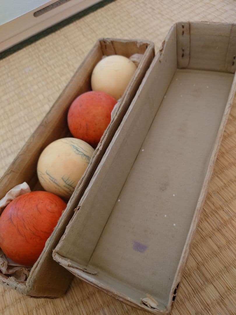 象牙風　ビリヤード　キューボール　骨董品　赤白