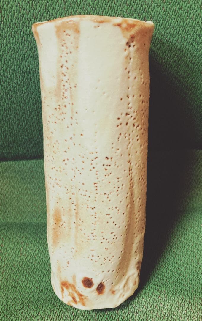 【値下] 人間国宝 加藤貞男 鼠志野 花入 【真作保証】