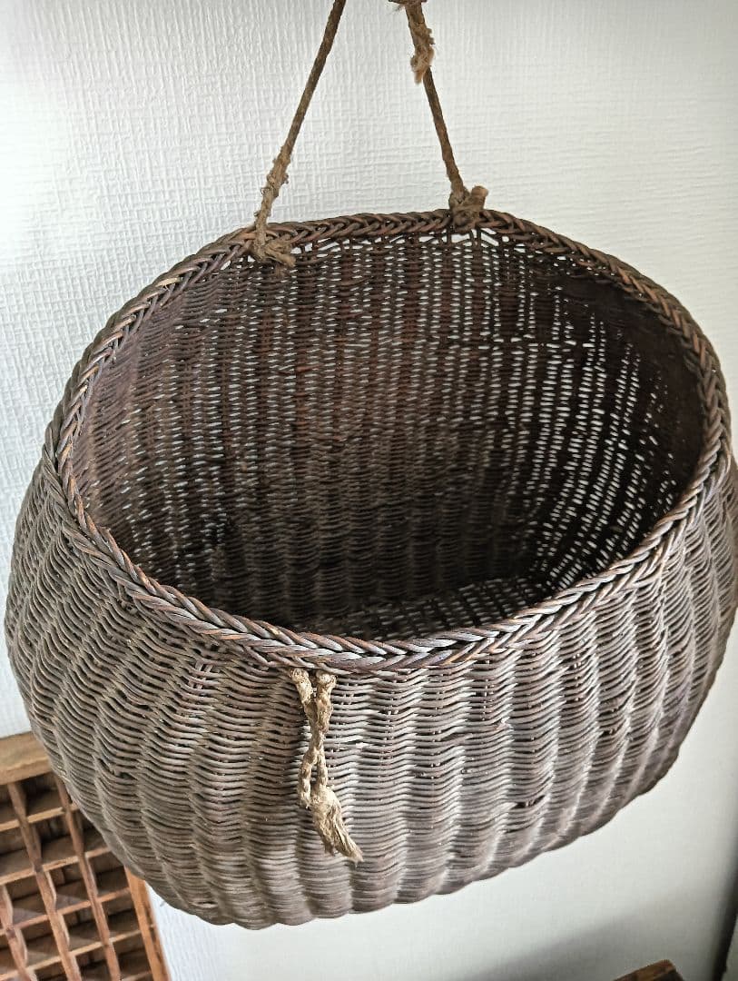 お取置7/16 古手の大きなあけび籠 　古民家　インテリア　古物　あけび籠