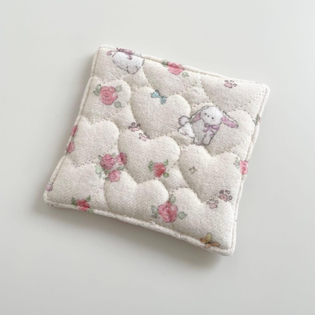 非売品　韓国　バインダー　カバー　貯金　現金管理　クリーム　うさぎ　りぼん