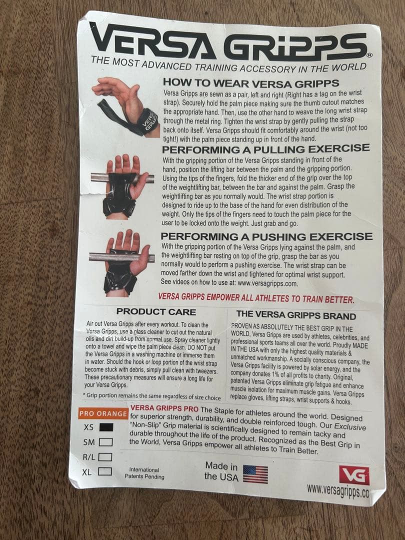 新品未使用 パワーグリップ サイズXS VERSA GRIPPS PRO レッド