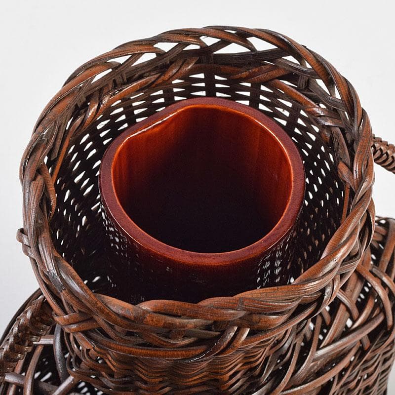 茶道具　吉田ふみ与作　耳付掛花籠　籠花生　時代箱付　V　R9539