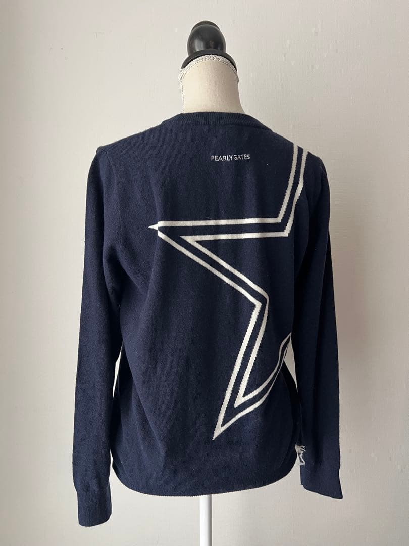 ピッティ3 様パーリーゲイツ　カシミア混ネイビーロゴセーター