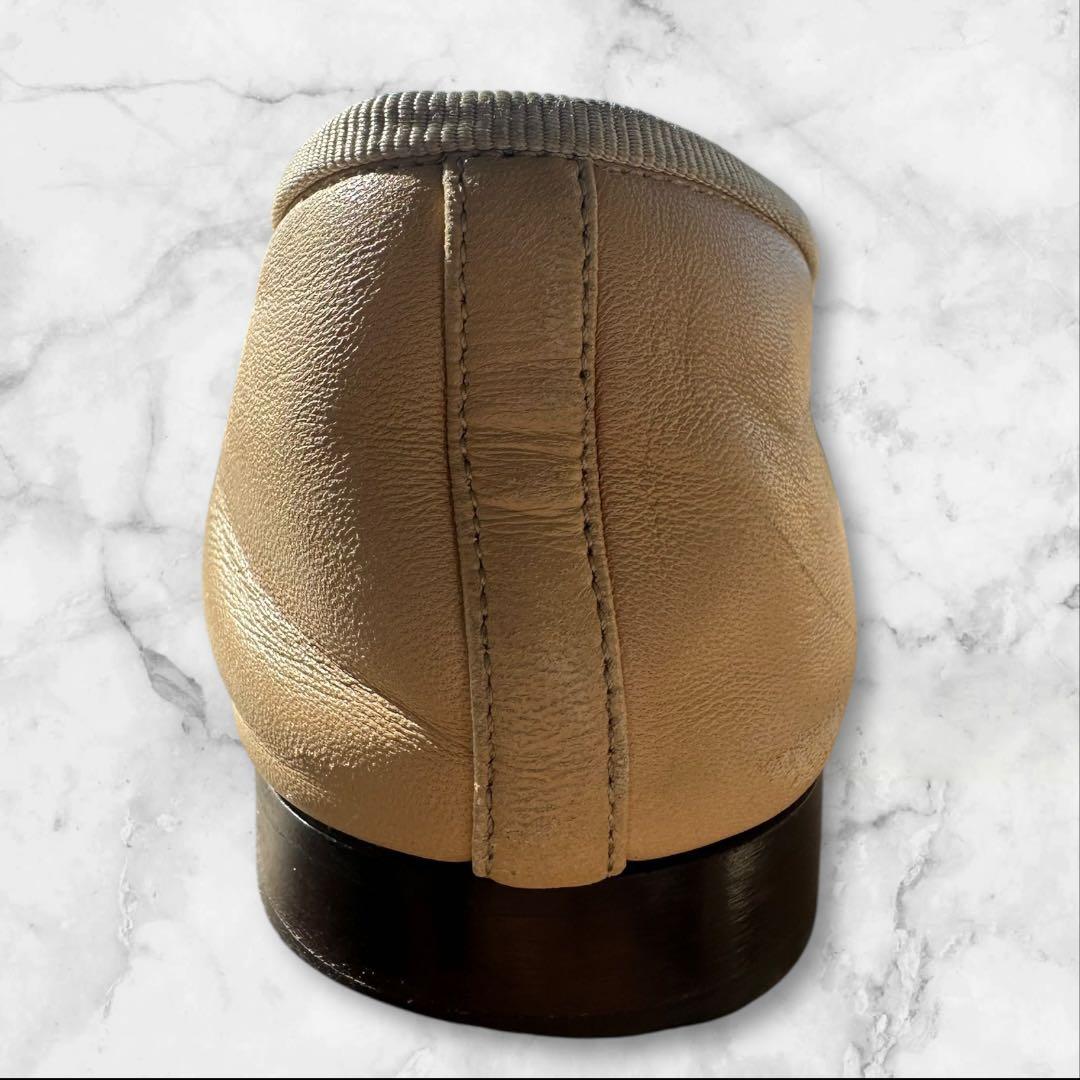 CHANEL バレエシューズ　ラムスキン　ベージュ/黒 22.5cm