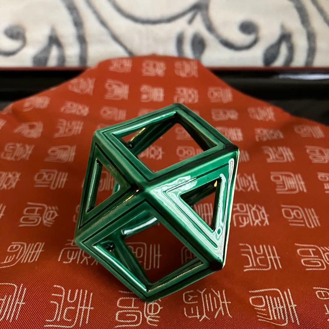 お値下げ 茶道具 中村翠嵐 青交趾切子 蓋置