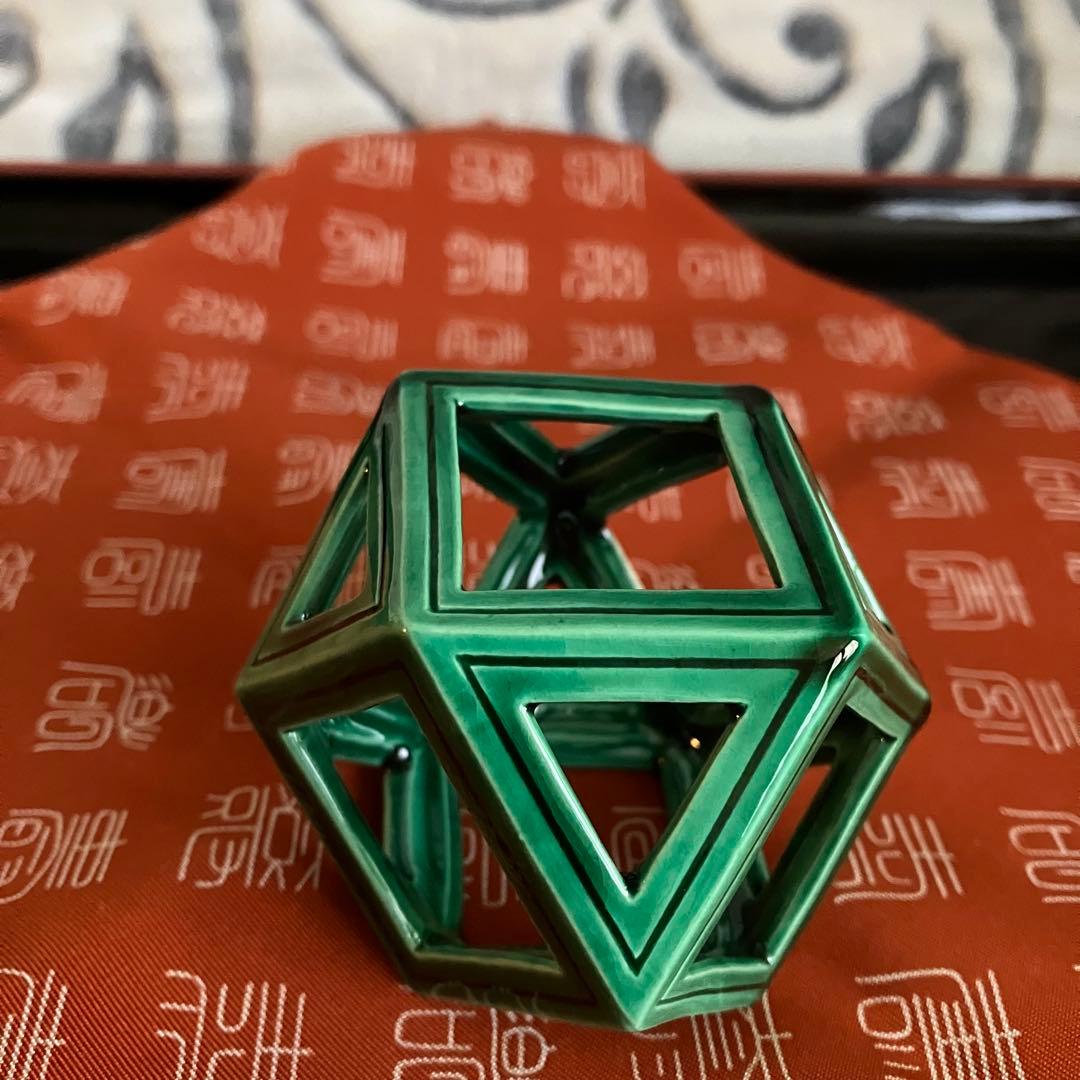 お値下げ 茶道具 中村翠嵐 青交趾切子 蓋置