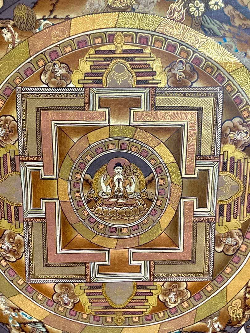 チベット　曼荼羅　マンダラ　カーラチャクラ　仏画　タンカ　掛軸　観音　菩薩　如来