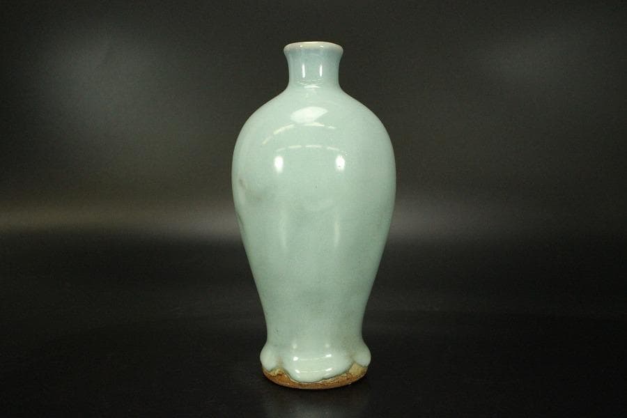 中国美術 天青釉 梅瓶 高17cm ZE216