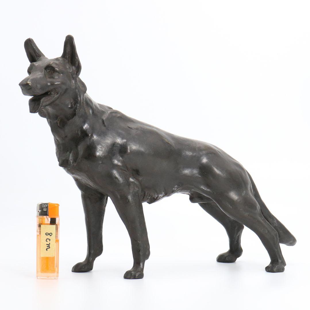 ブロンズ彫刻 犬 置物 銅像　V190　1F6