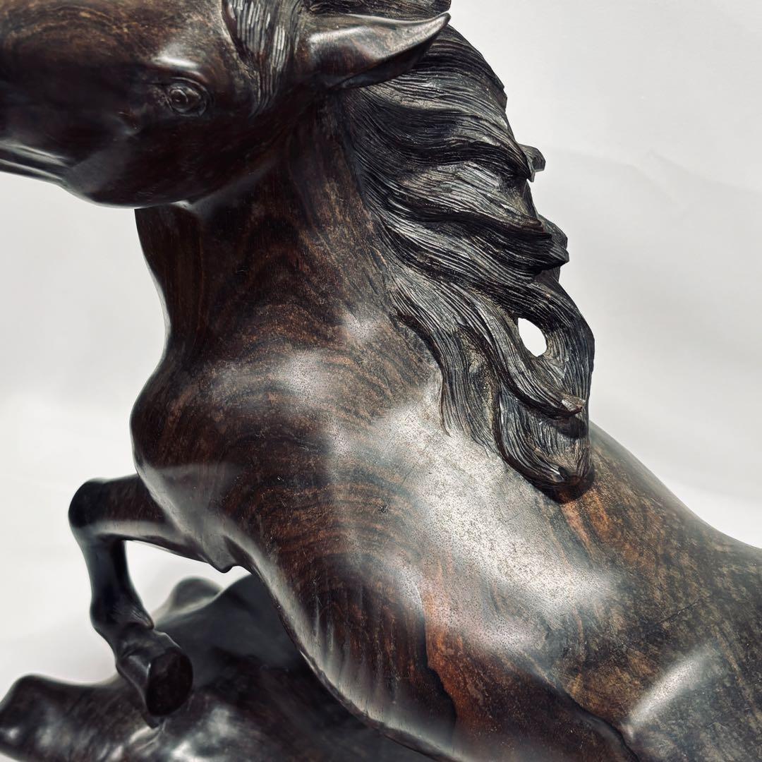 午年　木彫り 彫刻 置物 馬 女性像 セット 約60cm アンティーク オブジェ