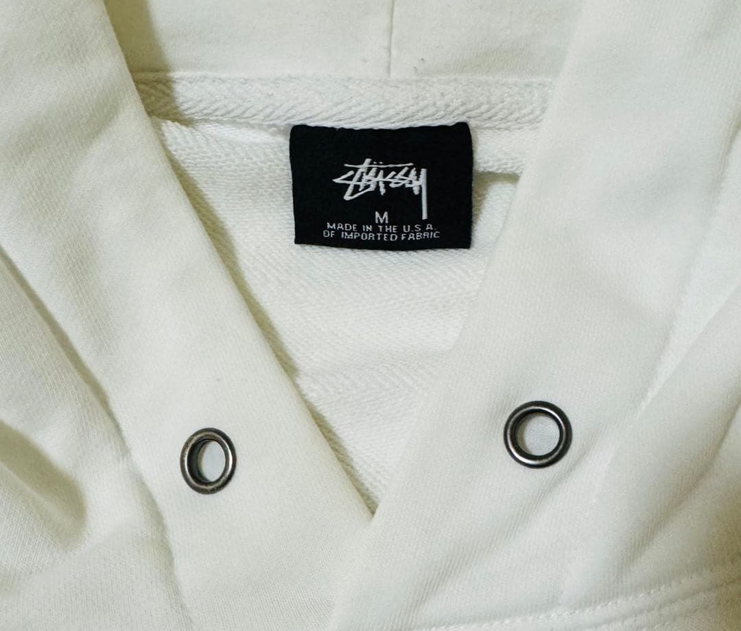 ステューシー スウェットパーカー Ｌ　ホワイト フロント、バックロゴ　フード付