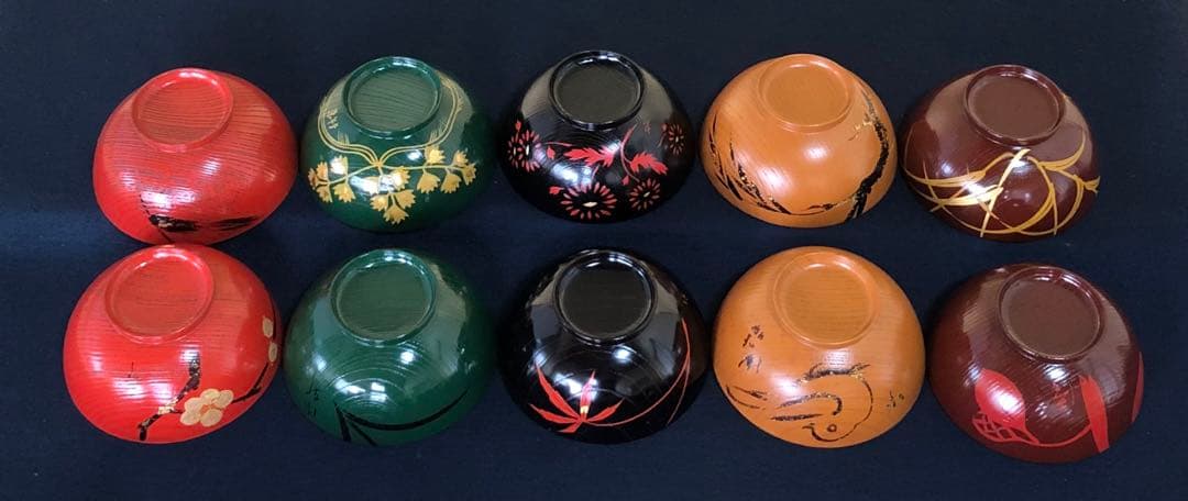 《R》合作 草花絵替 煮物椀10客 平安十匠 木製漆器 共箱 260114き3