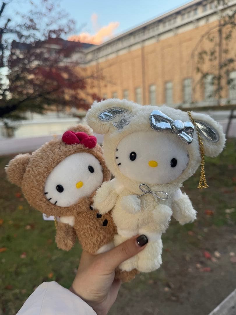 ハローキティ展限定 ぬいぐるみマスコット2体セット 雪うさぎ＆くま