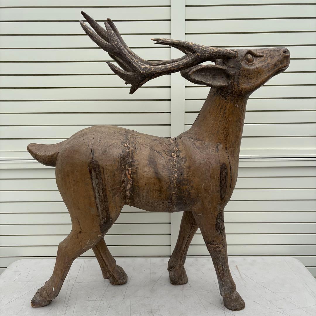 桃山時代頃 ビッグサイズ寄木鹿の置物 仏教美術