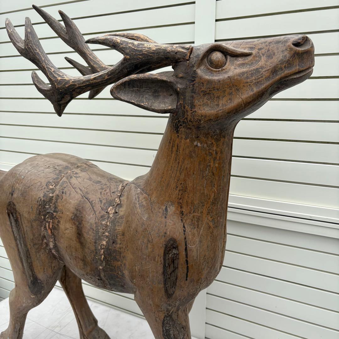 桃山時代頃 ビッグサイズ寄木鹿の置物 仏教美術