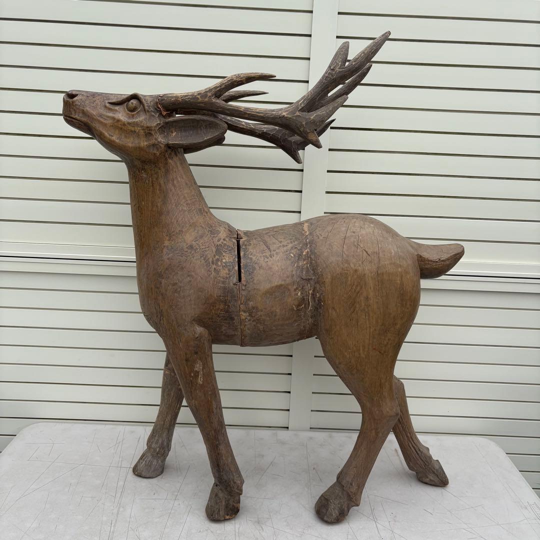 桃山時代頃 ビッグサイズ寄木鹿の置物 仏教美術
