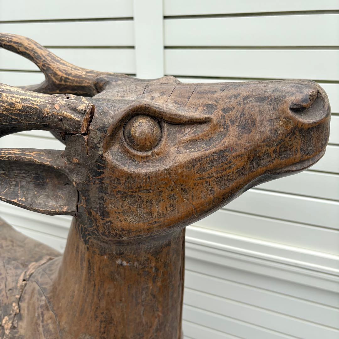 桃山時代頃 ビッグサイズ寄木鹿の置物 仏教美術