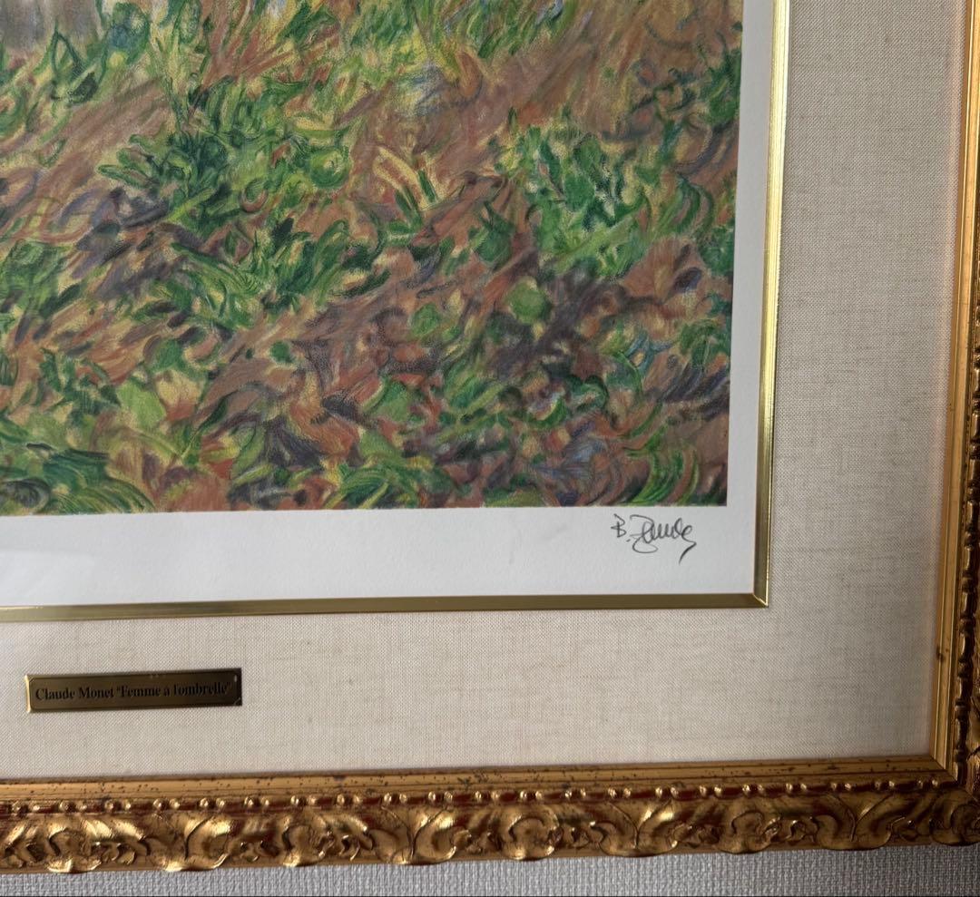 額装絵画　クロード・モネ　日傘をさす女性(右向き) 1886年　リトグラフ
