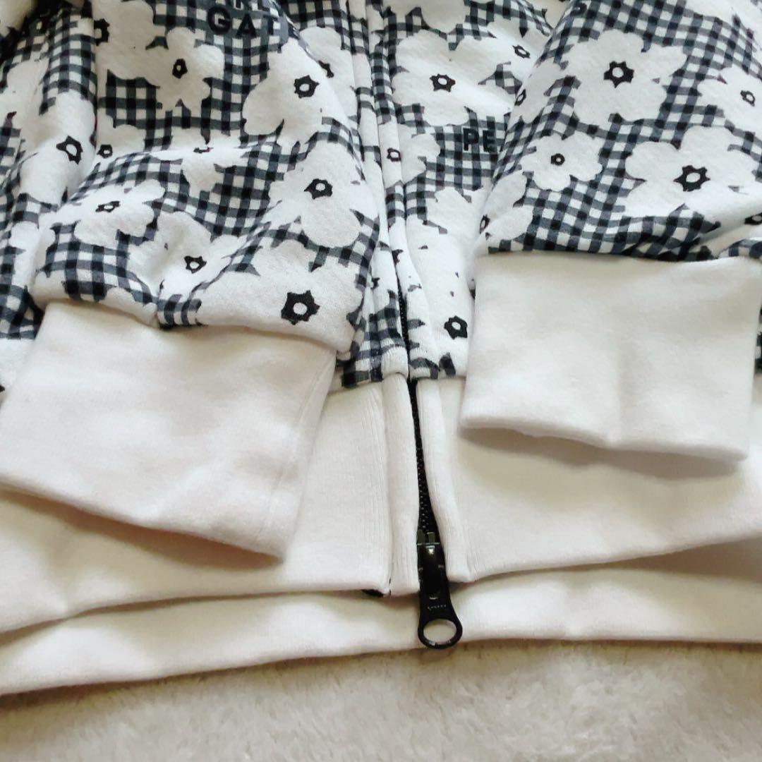 未使用級　パーリーゲイツ セットアップ　パーカー　スカート　チェック　花柄　裏毛