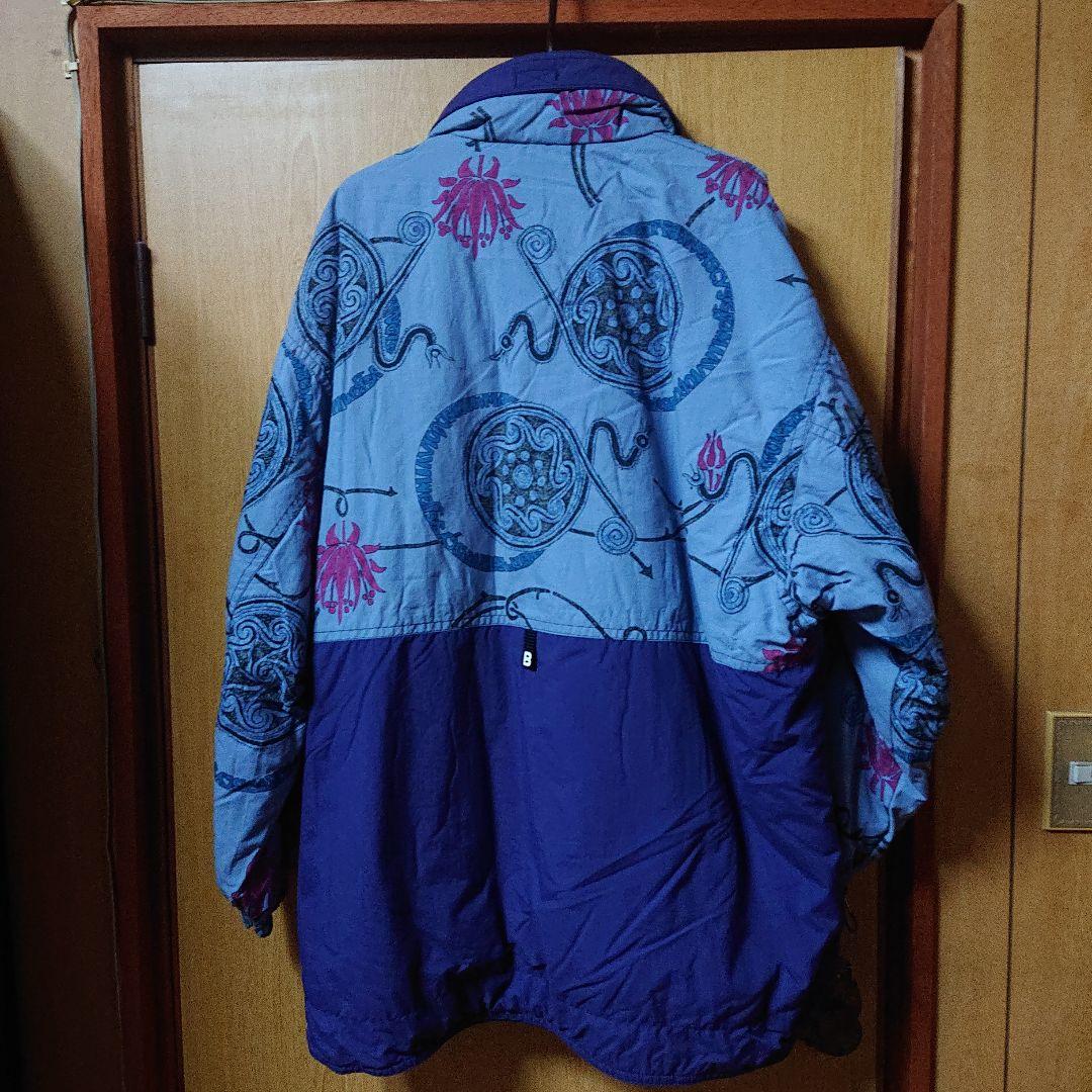 スノーボードウェア 青紫 花柄 サスペンダー付き