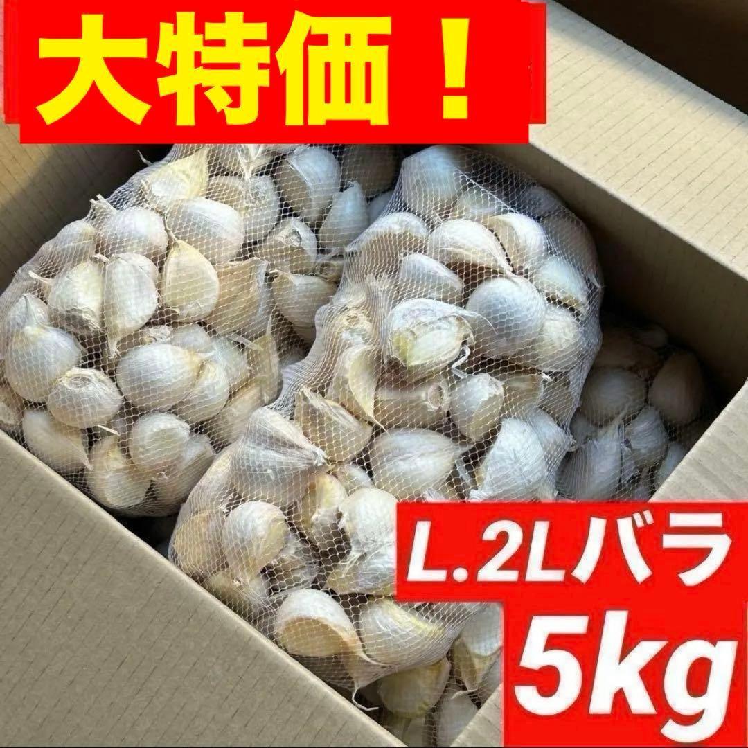 【大特価】青森県産 にんにく L.2Lバラ 5kg 福地ホワイト 家庭用 加工