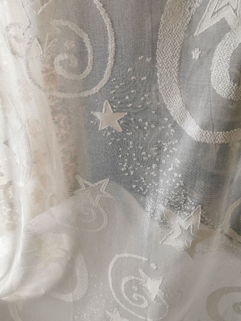 アンティーク マドラスレース 瞬く星 流れ星 カーテンパネル 月☪ 銀河 天の川