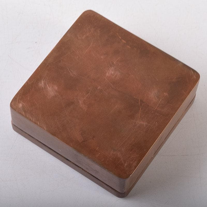 中国　古銅　唐銅　漢詩梅花刻　蓋物　四方箱　墨箱　M　R8649